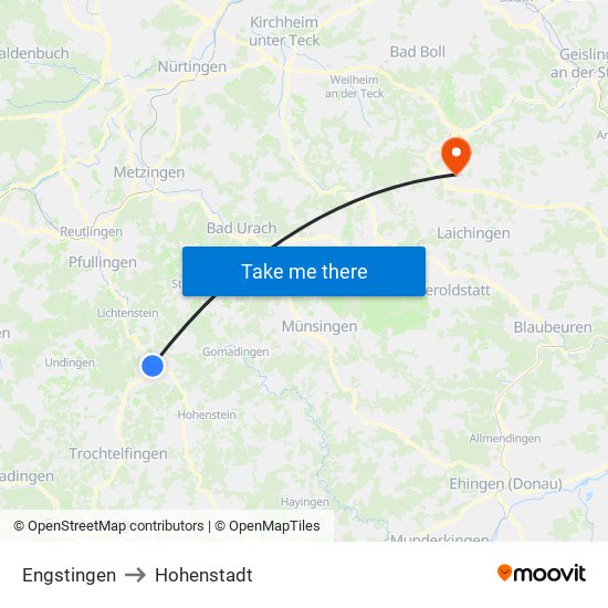 Engstingen to Hohenstadt map