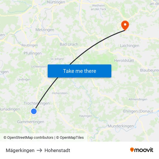 Mägerkingen to Hohenstadt map