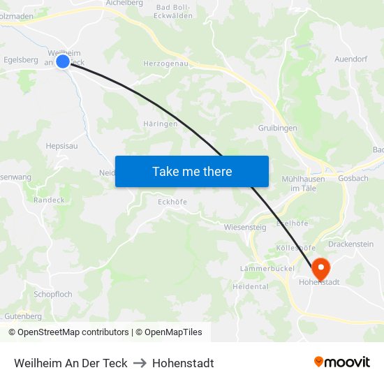 Weilheim An Der Teck to Hohenstadt map