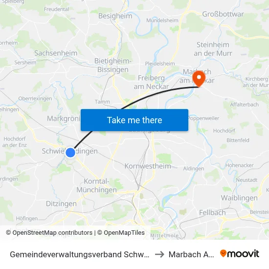 Gemeindeverwaltungsverband Schwieberdingen-Hemmingen to Marbach Am Neckar map