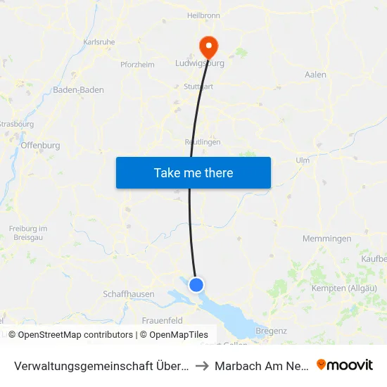 Verwaltungsgemeinschaft Überlingen to Marbach Am Neckar map