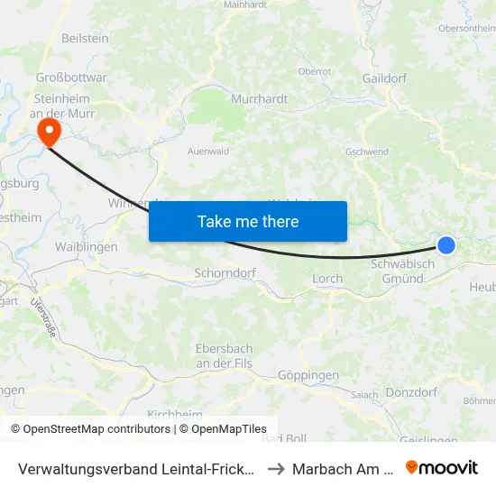 Verwaltungsverband Leintal-Frickenhofer Höhe to Marbach Am Neckar map