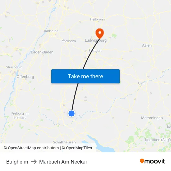 Balgheim to Marbach Am Neckar map