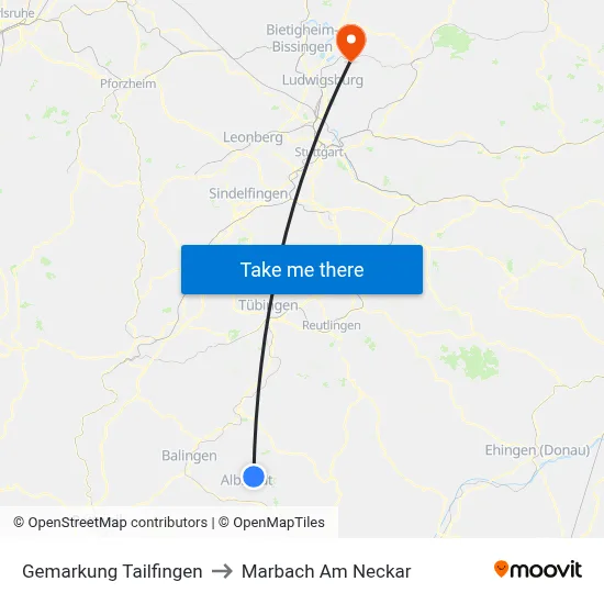 Gemarkung Tailfingen to Marbach Am Neckar map