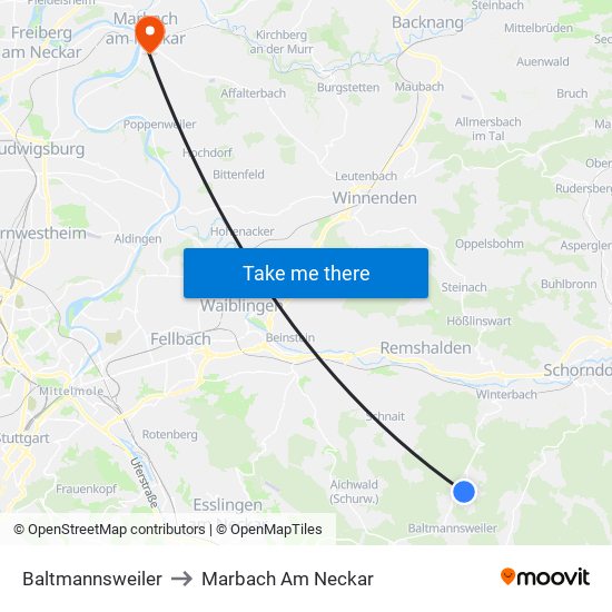 Baltmannsweiler to Marbach Am Neckar map