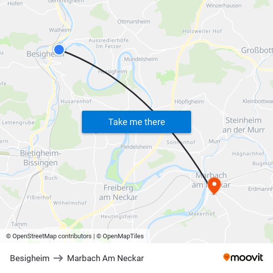 Besigheim to Marbach Am Neckar map