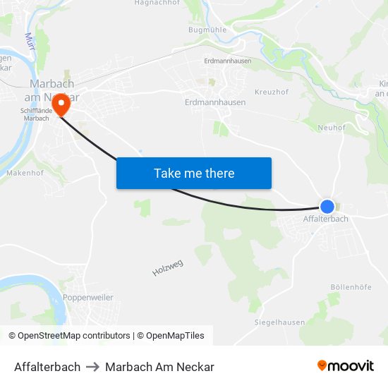 Affalterbach to Marbach Am Neckar map