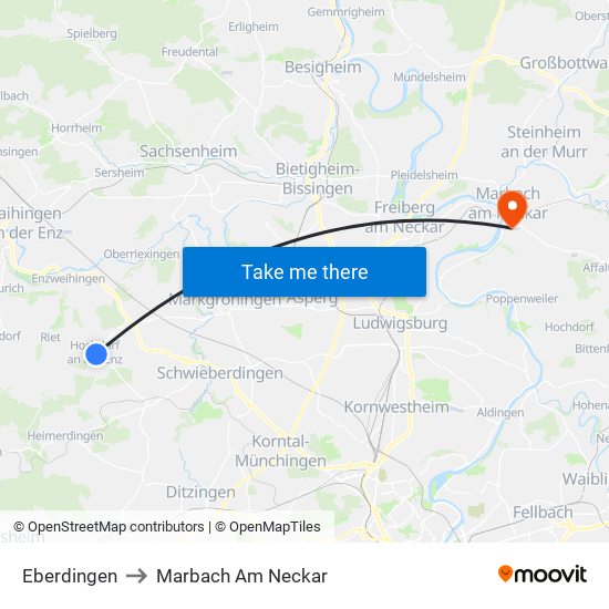 Eberdingen to Marbach Am Neckar map