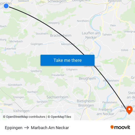 Eppingen to Marbach Am Neckar map