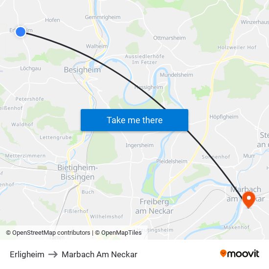 Erligheim to Marbach Am Neckar map