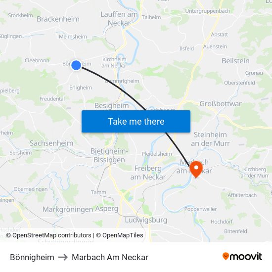 Bönnigheim to Marbach Am Neckar map