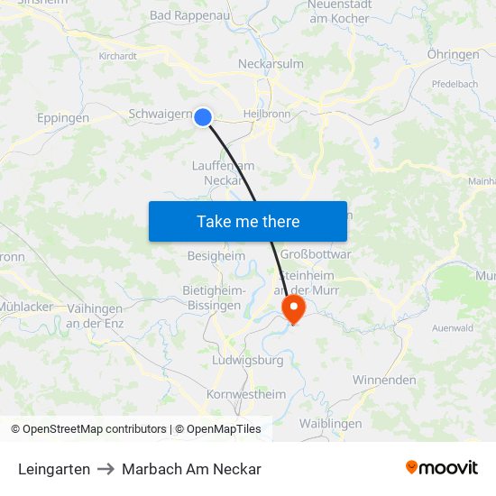 Leingarten to Marbach Am Neckar map