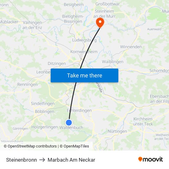 Steinenbronn to Marbach Am Neckar map