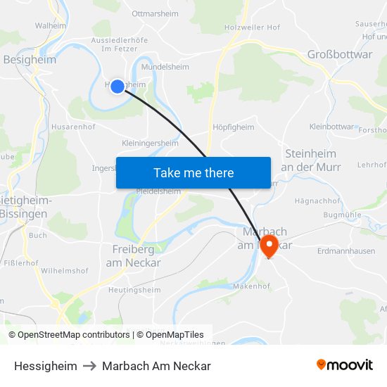 Hessigheim to Marbach Am Neckar map