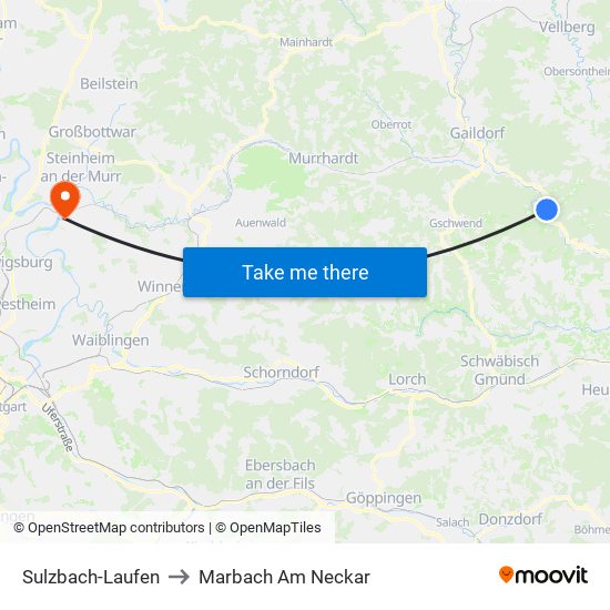 Sulzbach-Laufen to Marbach Am Neckar map