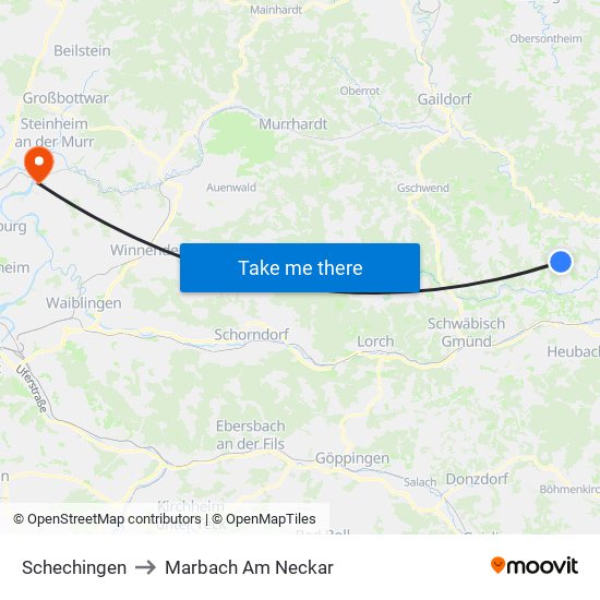 Schechingen to Marbach Am Neckar map