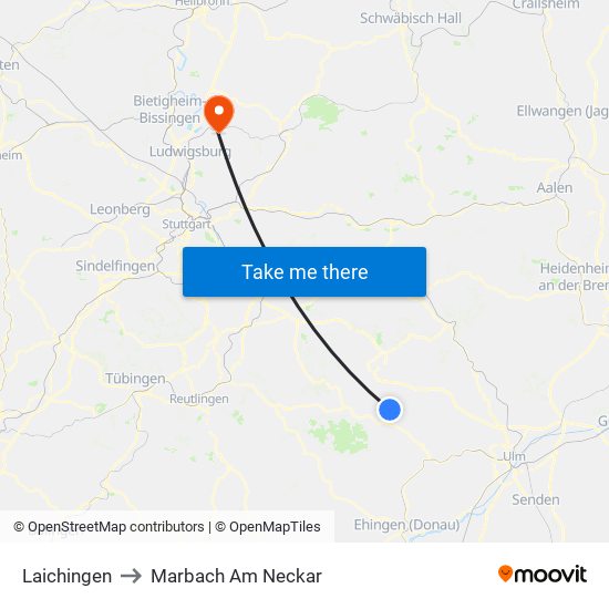 Laichingen to Marbach Am Neckar map