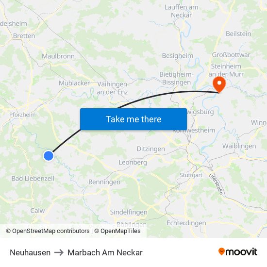 Neuhausen to Marbach Am Neckar map