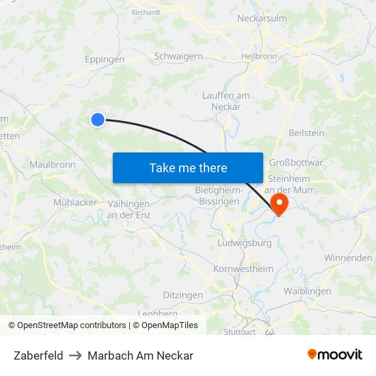 Zaberfeld to Marbach Am Neckar map