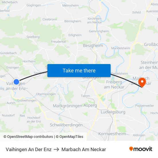 Vaihingen An Der Enz to Marbach Am Neckar map