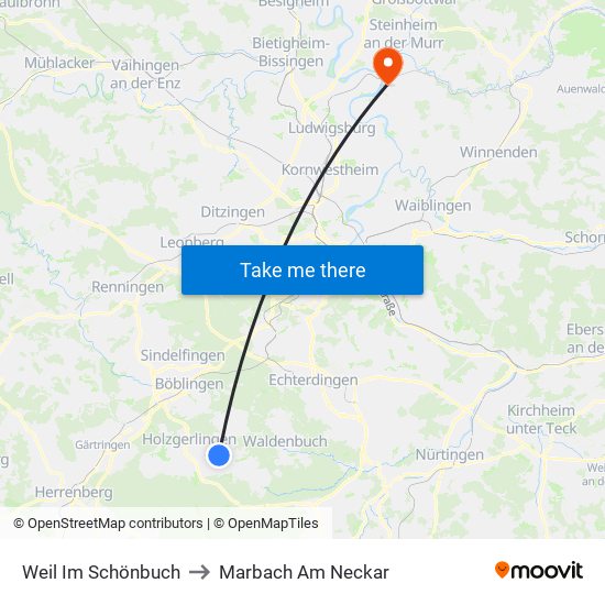 Weil Im Schönbuch to Marbach Am Neckar map