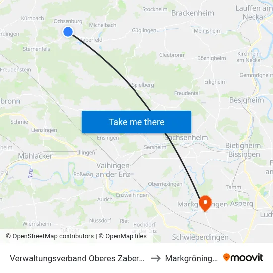 Verwaltungsverband Oberes Zabergäu to Markgröningen map