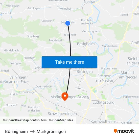 Bönnigheim to Markgröningen map
