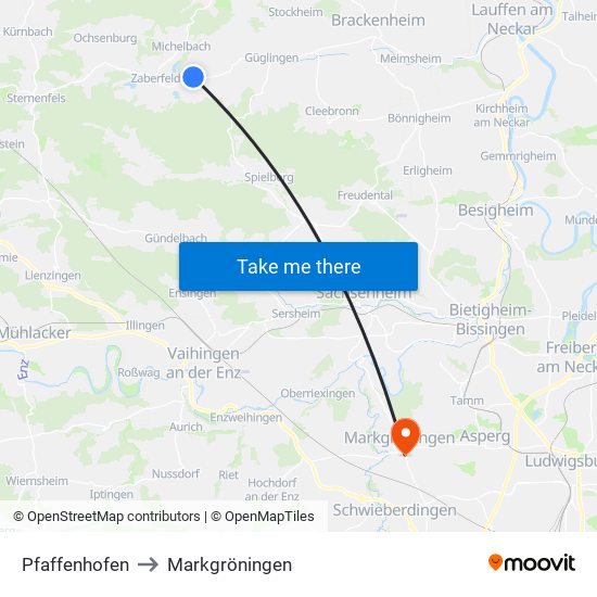 Pfaffenhofen to Markgröningen map