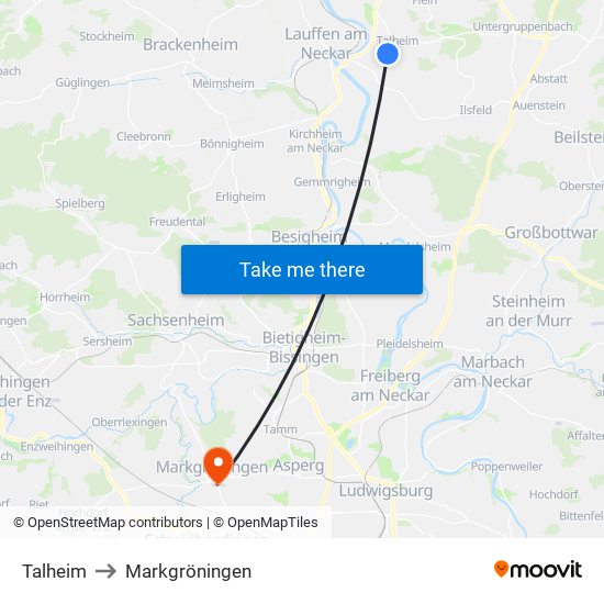 Talheim to Markgröningen map