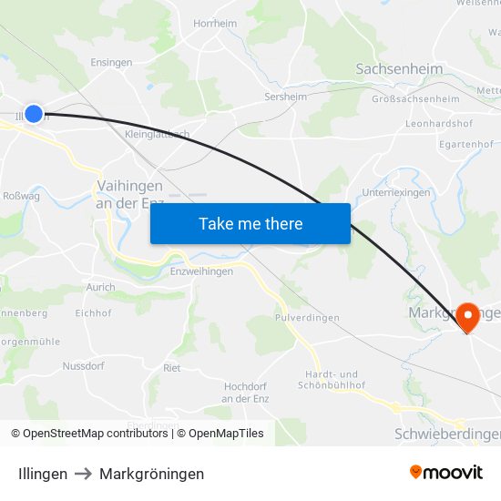 Illingen to Markgröningen map