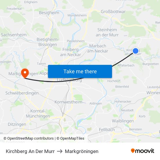 Kirchberg An Der Murr to Markgröningen map