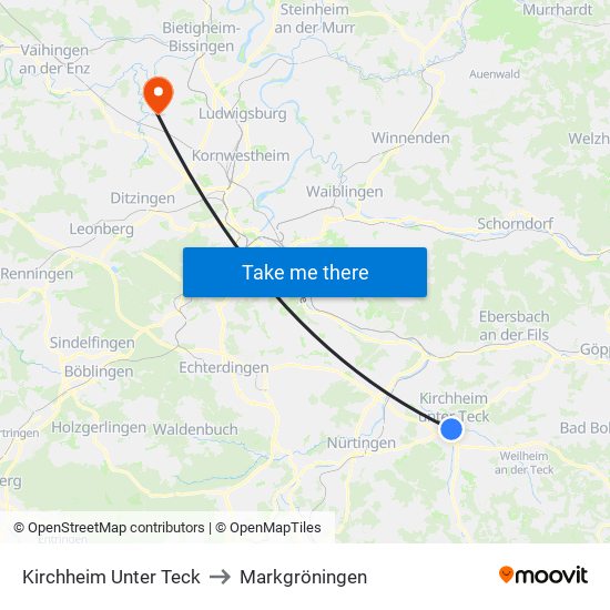 Kirchheim Unter Teck to Markgröningen map