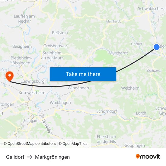 Gaildorf to Markgröningen map