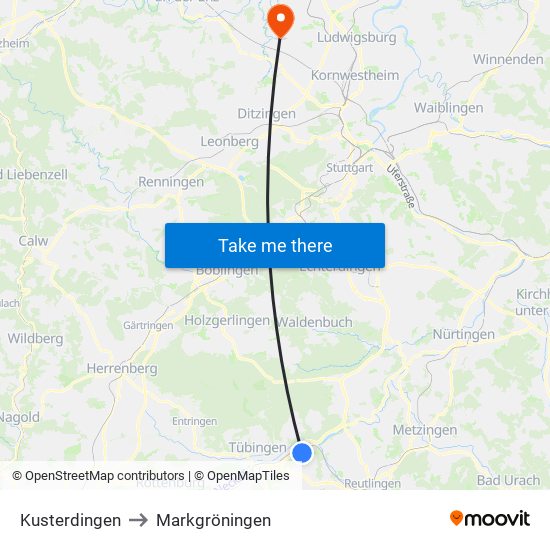 Kusterdingen to Markgröningen map