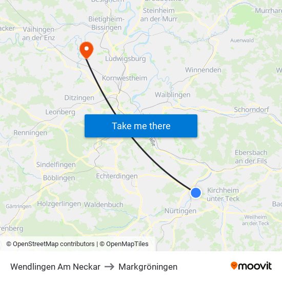 Wendlingen Am Neckar to Markgröningen map