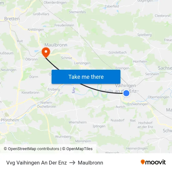 Vvg Vaihingen An Der Enz to Maulbronn map