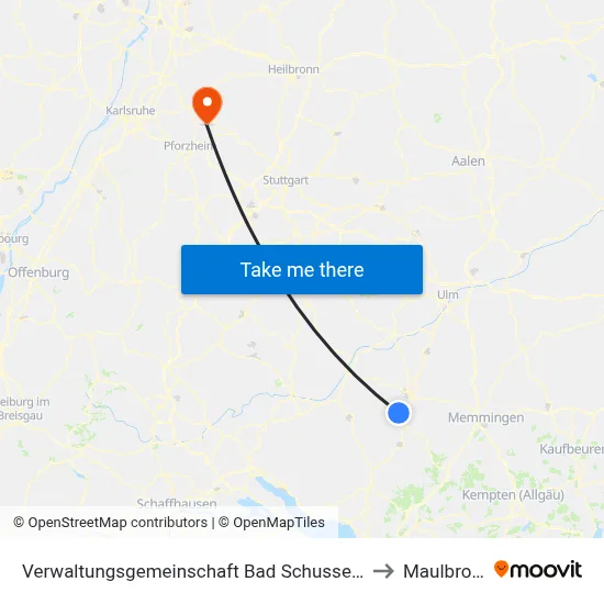 Verwaltungsgemeinschaft Bad Schussenried to Maulbronn map