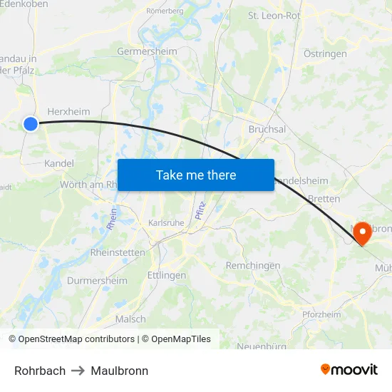Rohrbach to Maulbronn map