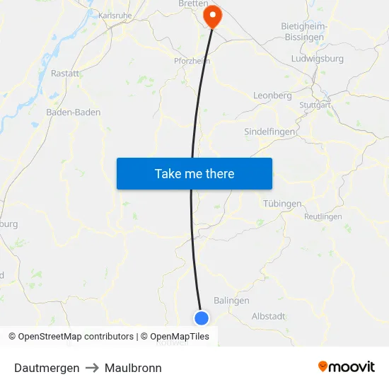 Dautmergen to Maulbronn map