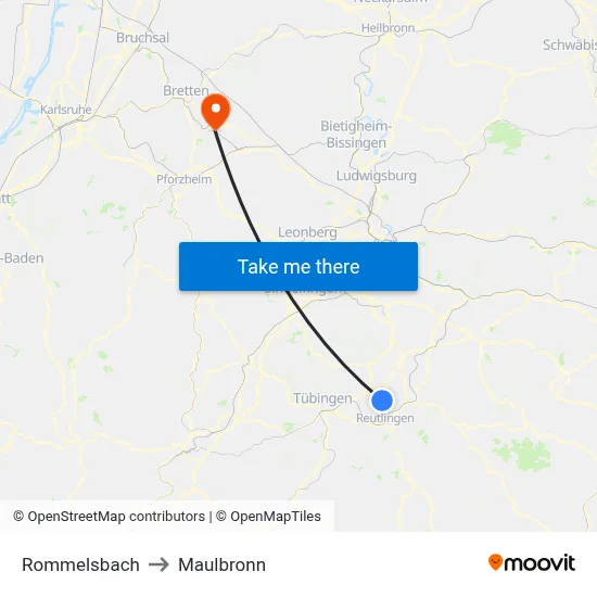 Rommelsbach to Maulbronn map