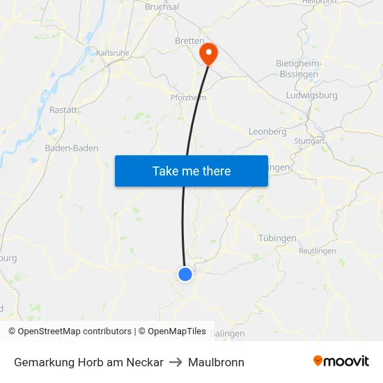 Gemarkung Horb am Neckar to Maulbronn map