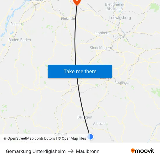 Gemarkung Unterdigisheim to Maulbronn map
