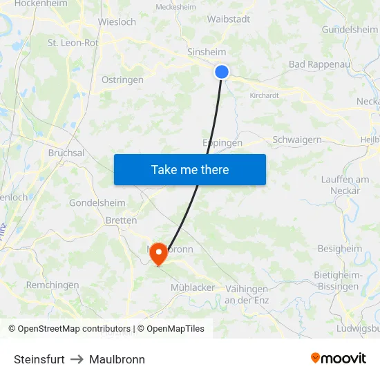 Steinsfurt to Maulbronn map