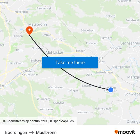 Eberdingen to Maulbronn map