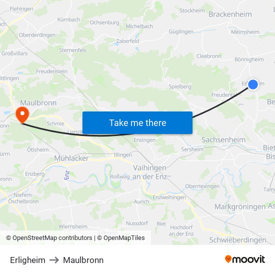Erligheim to Maulbronn map