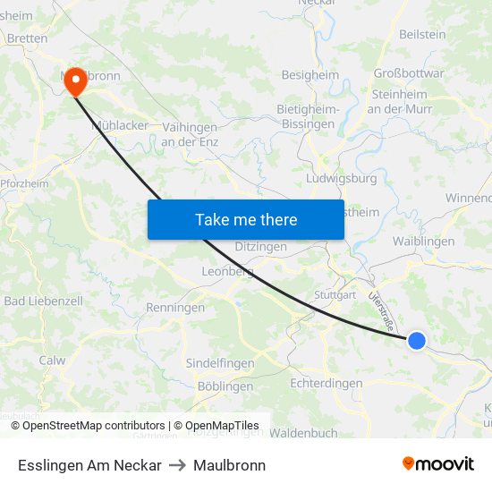 Esslingen Am Neckar to Maulbronn map
