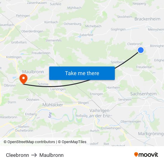 Cleebronn to Maulbronn map