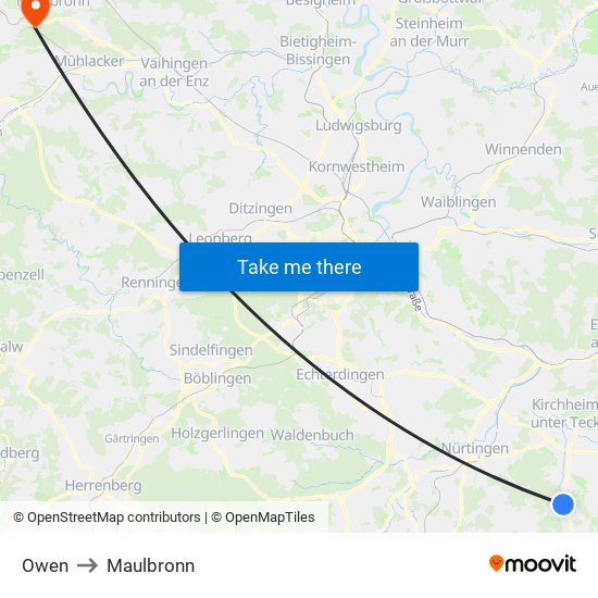 Owen to Maulbronn map
