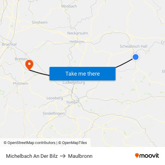 Michelbach An Der Bilz to Maulbronn map