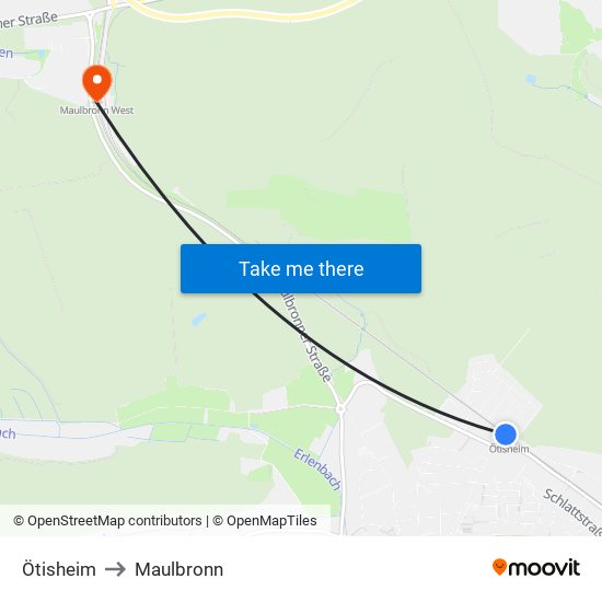Ötisheim to Maulbronn map